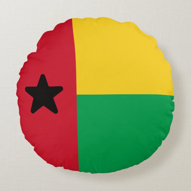 Vlag van Guinee-Bissau Rond Kussen (Voorkant)
