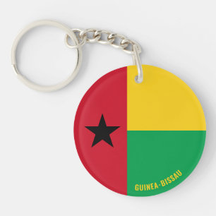 Vlag van Guinee-Bissau tegen patriottische vlag Sleutelhanger