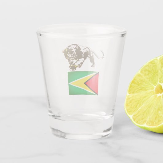 Vlag van Guyana bij Jaguar Shot Glas (Achterkant)