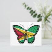 Vlag van Guyana Butterfly Briefkaart (Staand voorkant)