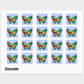 Vlag van Guyana Butterfly op blauw Vierkante Sticker (Vel)