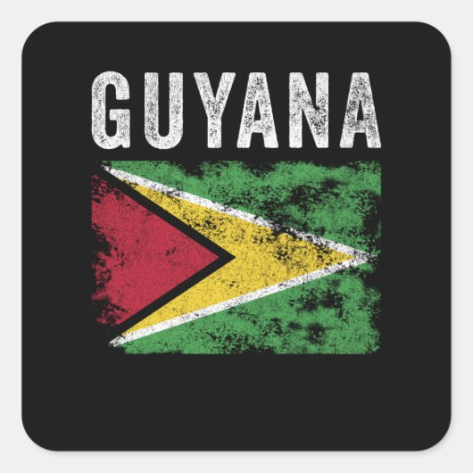 Vlag van Guyana verergerd - Guyanese vlag Vierkante Sticker (Voorkant)