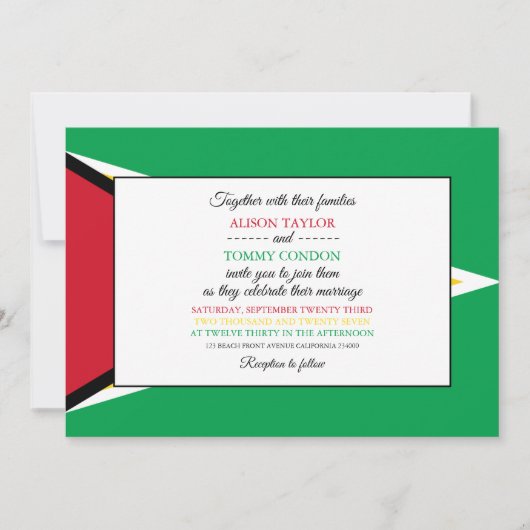 Vlag van Guyana, Vlag van Guyana bruiloft Kaart (Voorkant)