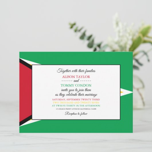 Vlag van Guyana, Vlag van Guyana bruiloft Kaart (Staand voorkant)