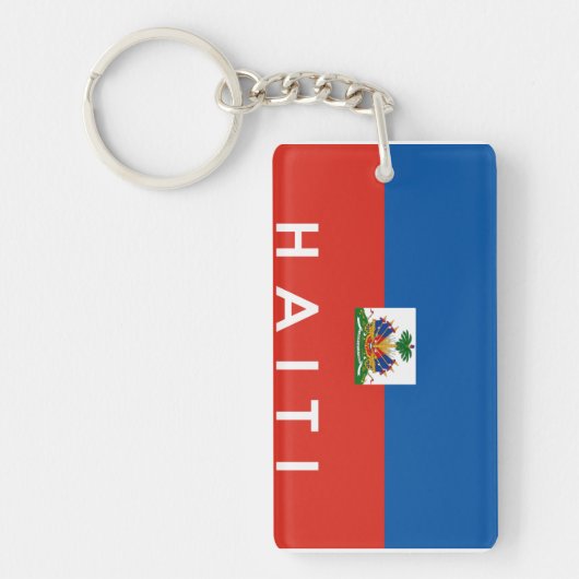 vlag van haïti - land - naam sleutelhanger (Voorkant)