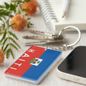 vlag van haïti - land - naam sleutelhanger (Voorkant Rechts)