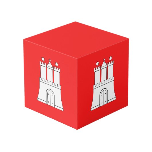 Vlag van Hamburg Cube Kubus (Voorkant hoekig)