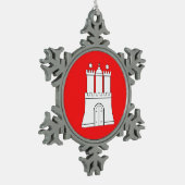 Vlag van Hamburg Snowflake Pewter Kerstmenorin Tin Sneeuwvlok Ornament (Links)