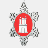 Vlag van Hamburg Snowflake Pewter Kerstmenorin Tin Sneeuwvlok Ornament (Rechts)