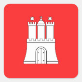 Vlag van Hamburg Square Sticker (Voorkant)