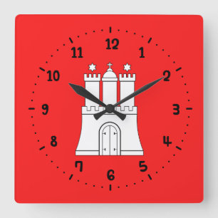 Vlag van Hamburg Square Wall Clock Vierkante Klok