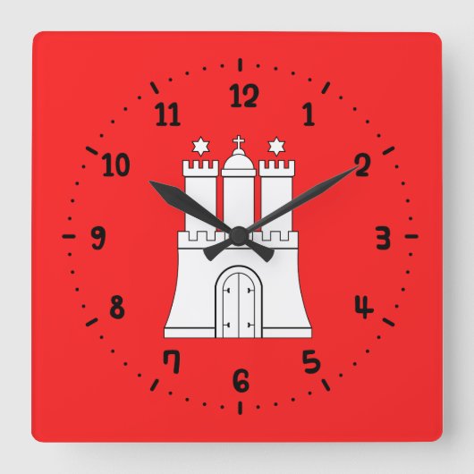 Vlag van Hamburg Square Wall Clock Vierkante Klok (Voorkant)