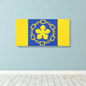 Vlag van Hamilton (Ontario, Canada) Canvas Afdruk (Insitu (Houten vloer))