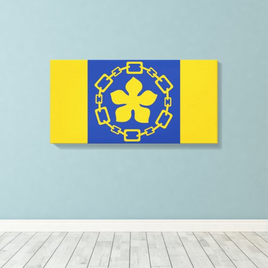 Vlag van Hamilton (Ontario, Canada) Canvas Afdruk (Insitu (Houten vloer))