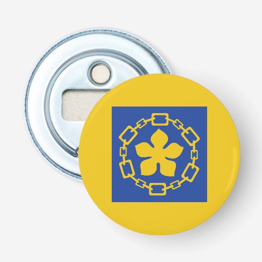 Vlag van Hamilton, Ontario Flesopener Button Flesopener (Voorkant)