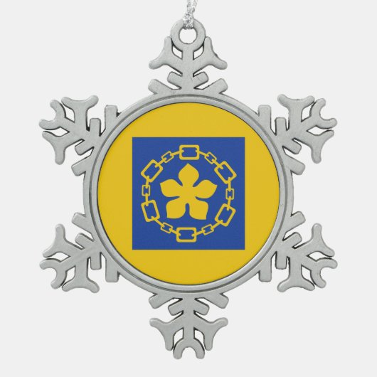 Vlag van Hamilton, Ontario Snowflake Pewter Christ Tin Sneeuwvlok Ornament (Voorkant)