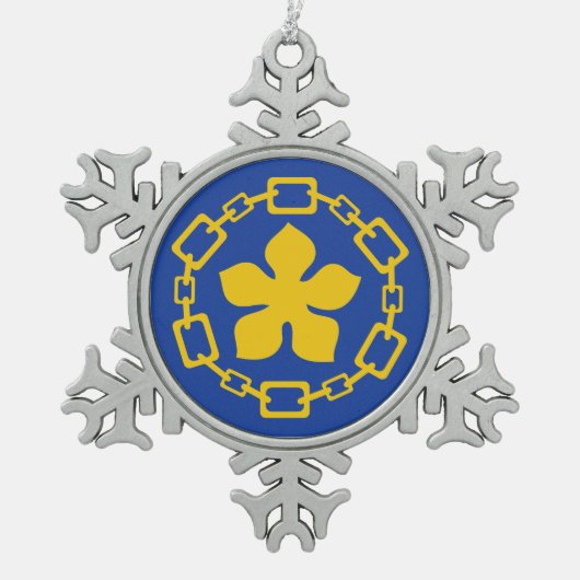 Vlag van Hamilton, Ontario Tin Sneeuwvlok Ornament (Voorkant)