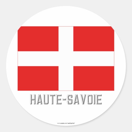 vlag van Haute-Savoie met naam Ronde Sticker (Voorkant)