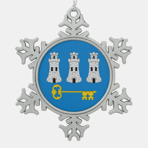 vlag van Havana, Cuba Snowflake Pewter Kerstmis of Tin Sneeuwvlok Ornament