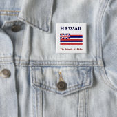 Vlag van Hawaii en motto Vierkante Button 5,1 Cm (In situ)