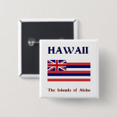 Vlag van Hawaii en motto Vierkante Button 5,1 Cm (Voorkant /achterkant)