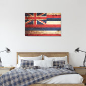 Vlag van Hawaii op oude houten korrels Canvas Afdruk (Insitu (Slaapkamer))