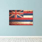 Vlag van Hawaii op oude houten korrels Canvas Afdruk (Insitu (Houten vloer))