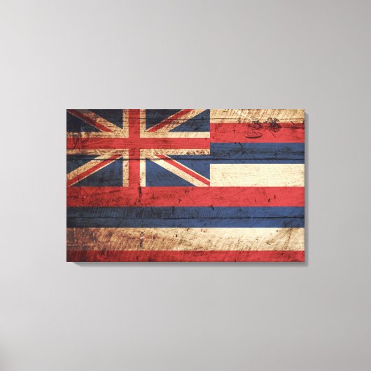 Vlag van Hawaii op oude houten korrels Canvas Afdruk (Voorkant)