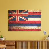 Vlag van Hawaii op oude houten korrels Canvas Afdruk (Insitu (Woonkamer))