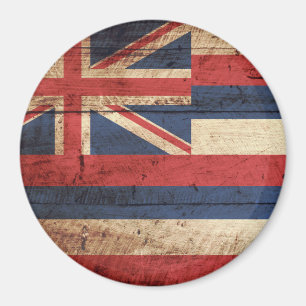 Vlag van Hawaii op oude houten korrels Magneet
