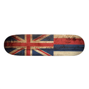 Vlag van Hawaii op oude houten korrels Skateboard