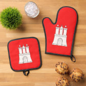 Vlag van het Briefkaart Hamburg Ovenwant & Pannenlap Set (Top down)