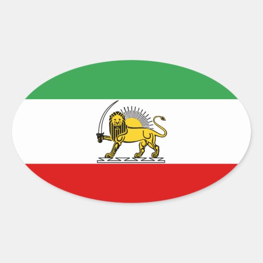 vlag van het Constitutioneel Monarchie van Iran (1 Ovale Sticker (Voorkant)