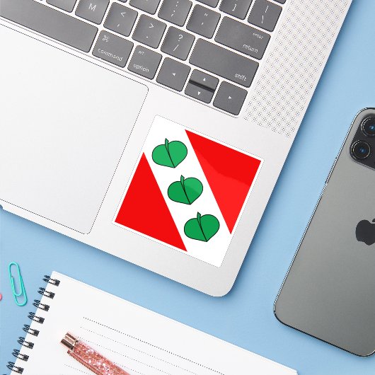 Vlag van het Courtelary District, Zwitserland Sticker (Laptop met iPhone)