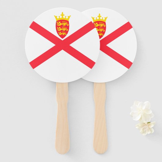 Vlag van het eiland Jersey Handwaaier (Voorkant en achterkant)