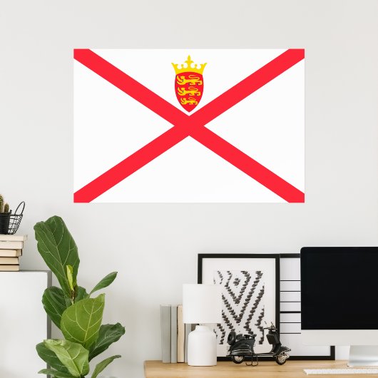 Vlag van het eiland Jersey Poster (Thuiskantoor)