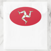 Vlag van het eiland Man Ovale Sticker (Tas)
