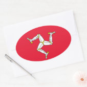 Vlag van het eiland Man Ovale Sticker (Envelop)