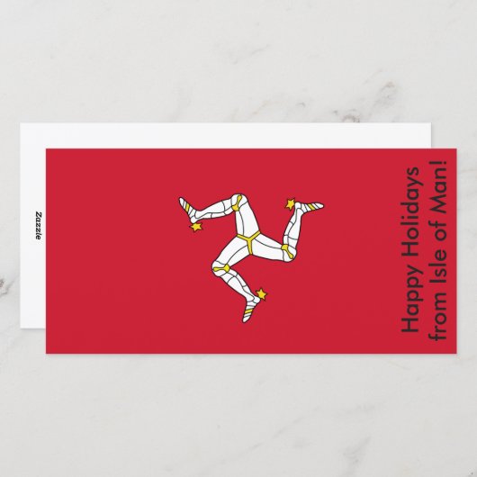 Vlag van het eiland Man, Prettige Feestdagen vanui Feestdagenkaart (Voorkant / Achterkant)