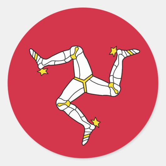 Vlag van het eiland Man Ronde Sticker (Voorkant)