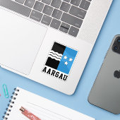 Vlag van het kanton Aargau Sticker (Laptop met iPhone)