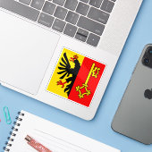 Vlag van het kanton Genève, Zwitserland Sticker (Laptop met iPhone)