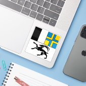 Vlag van het kanton Graubünden, Zwitserland Sticker (Laptop met iPhone)