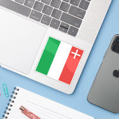 Vlag van het kanton Neuchâtel Sticker (Laptop met iPhone)