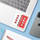 Vlag van het kanton Wallis, Zwitserland Sticker (Laptop met iPhone)
