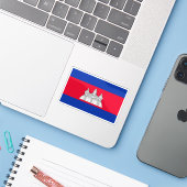 Vlag van het Koninkrijk Cambodja Sticker (Laptop met iPhone)