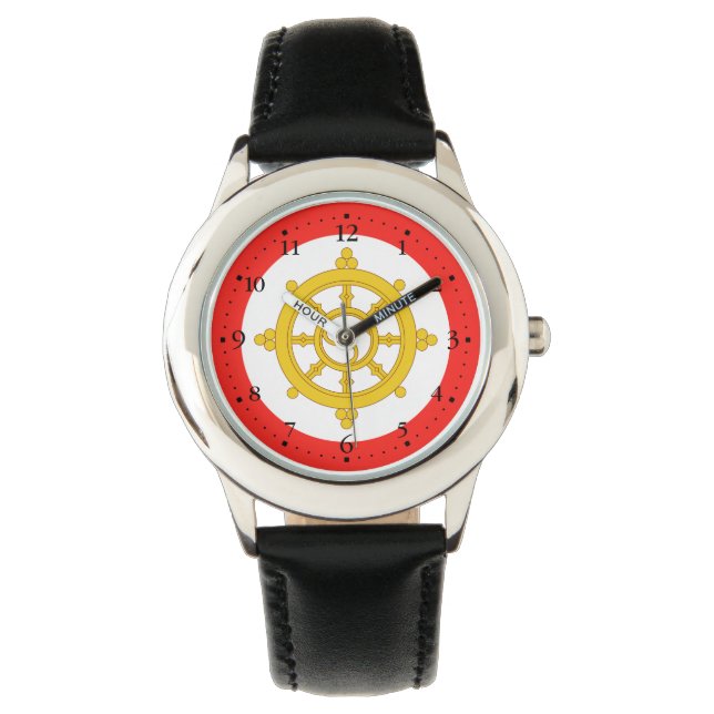 Vlag van het Koninkrijk Sikkim Horloge (Voorkant)