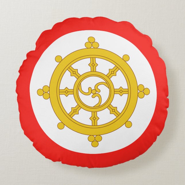 Vlag van het Koninkrijk Sikkim Rond Kussen (Voorkant)