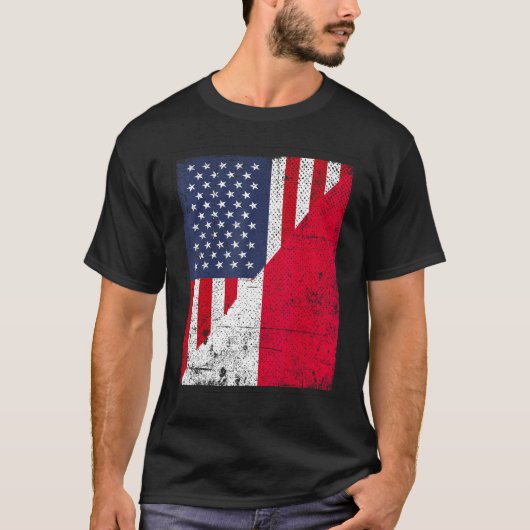 Vlag van het land half VS half Polen T-shirt (Voorkant)