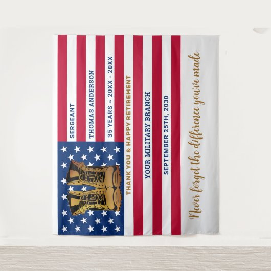 Vlag van het leger bij de gepersonaliseerde Amerik Wandkleed (Voorkant)